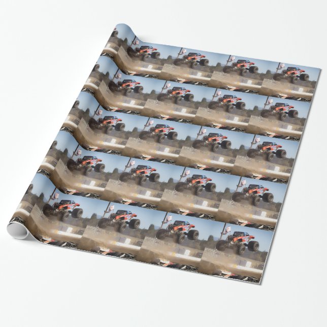 Papel De Presente Monster Truck Jumping (Desenrolado)