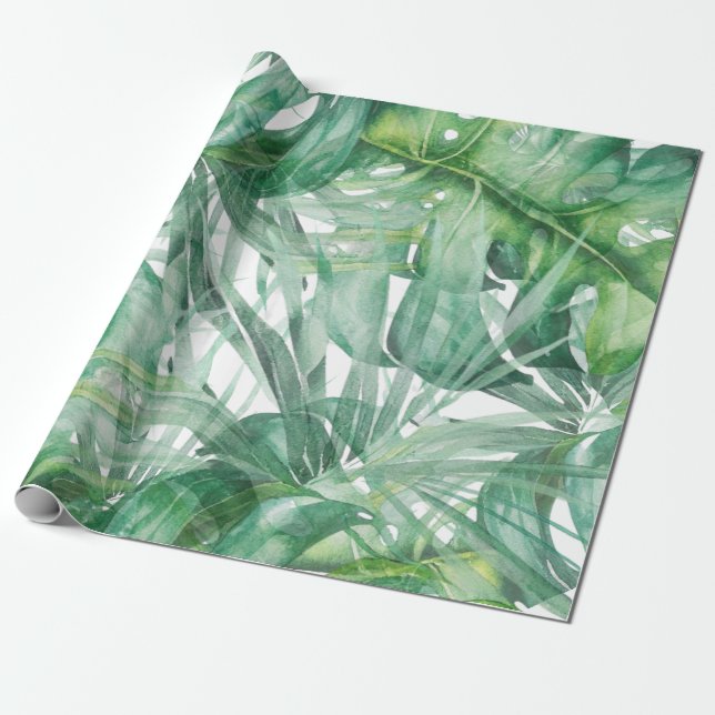 Papel De Presente Monstera deixa tropical (Desenrolado)