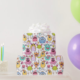 Papel De Presente Monstrinhos Felizes