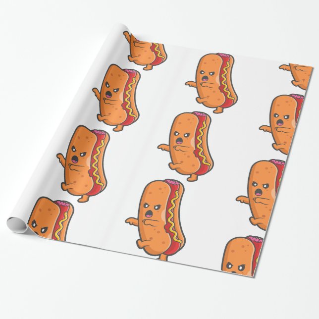 Papel De Presente monstro de cachorro-quente Dia de as Bruxas engraç (Desenrolado)