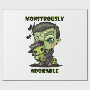 Papel De Presente Monstro de Frankenstein Fofo com pelúcia