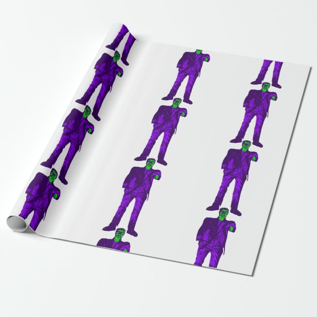 Papel De Presente monstro de halloween frankenstein assustador (Desenrolado)
