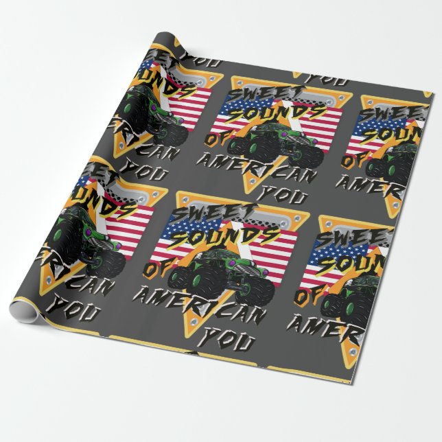 Papel De Presente monstro de lama de caminhão americano você (Desenrolado)