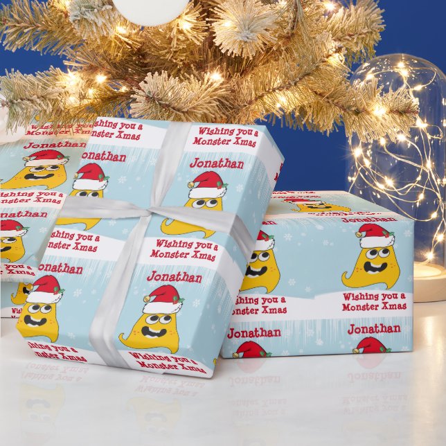 Papel De Presente Monstro de Xmas Personalizado e Bonito (Feriados)