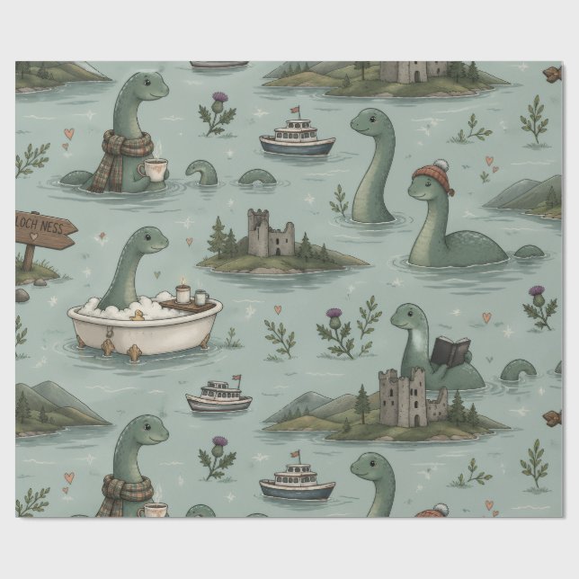 Papel De Presente Monstro do Lago Ness  (Aberto)