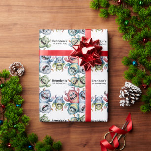 Papel De Presente Monstros Coloridos 3º. Festa de aniversário