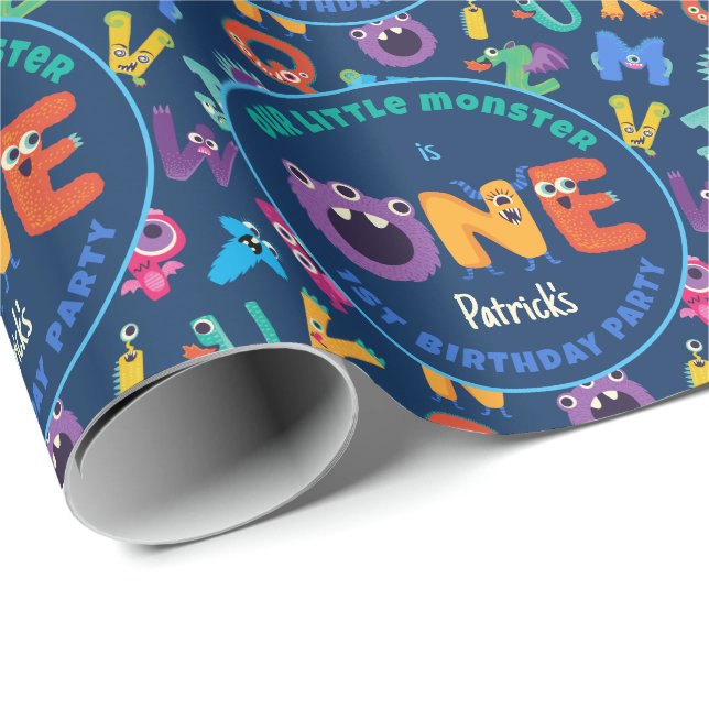 Papel De Presente Monstros do Alfabeto primeiro aniversario Nosso Pe (Ponta do rolo)