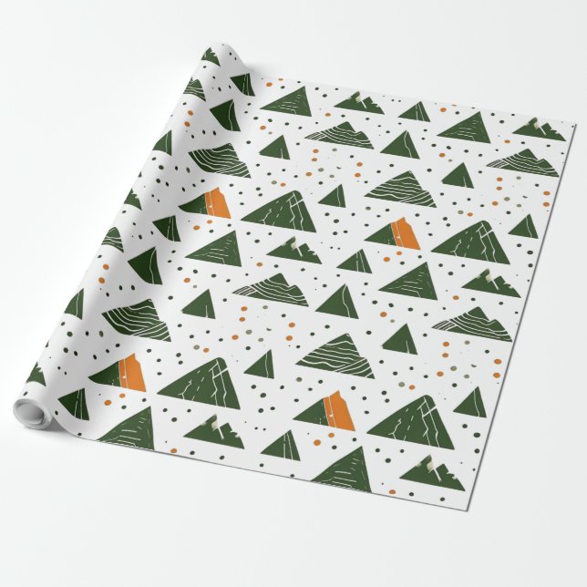 Papel De Presente Montanha mínima, verde (Desenrolado)
