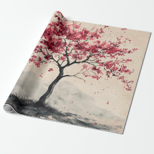 Papel De Presente Montanha Serenidade Crimson Sakura (2)