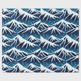 Papel De Presente Montanhas Azuis de Neve Retroativa