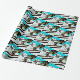 Papel De Presente Montanhas de Esqui de Neve