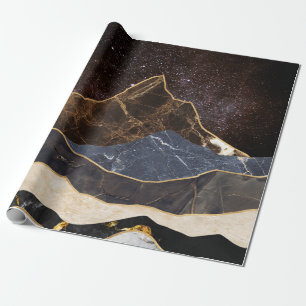 Papel De Presente Montanhas de Mármore Abstratas Sob o Céu Estrelado