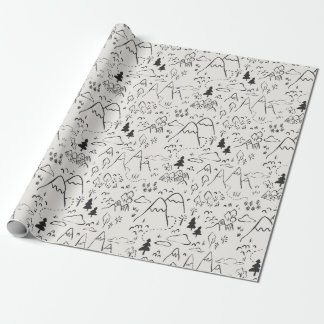 Papel De Presente Montanhas Russas Snowy Montanhas Pinheiras