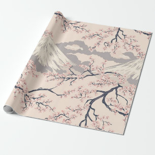 Papel De Presente Monte Fuji com Flores de Cerejeira – Japonês (2)