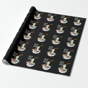 Papel De Presente Moo-don Funny Udon Pun Fundo Preto Escuro