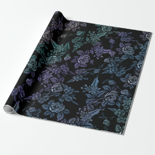 Papel De Presente Moody Floral Art Nature Bruxa Flores de Mata Roxo