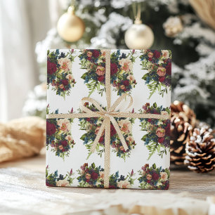 Papel De Presente Moody Floral Burgundy Wedding