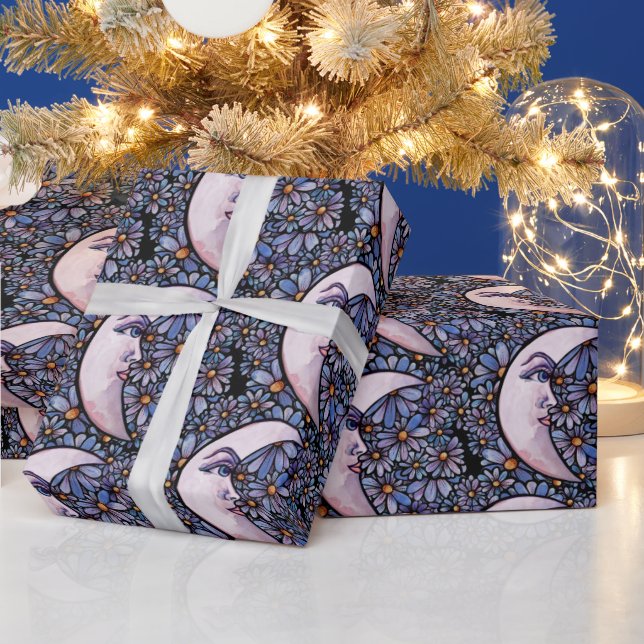 Papel De Presente MoonChild Moon Deusa Arte Lua Roxo (Feriados)