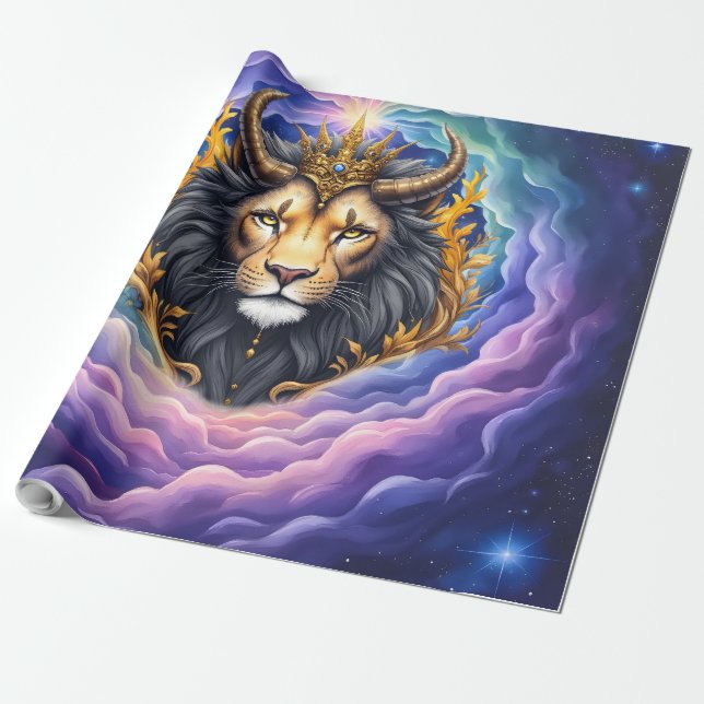 Papel De Presente Moonlit Guardians – Cosmic lion. (Desenrolado)