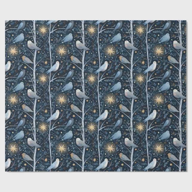 Papel De Presente Moonlit Songbird Forest (Aberto)