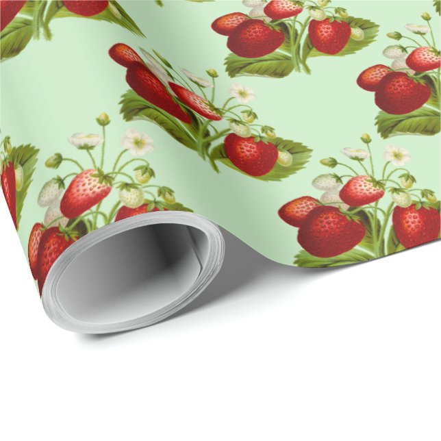 Papel De Presente Morango  (Ponta do rolo)