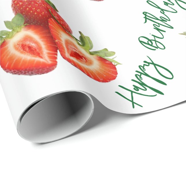 Papel De Presente Morango  (Ponta do rolo)