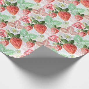 Papel De Presente Morango, baga, vermelho, fresco, maduro, doce, com