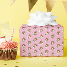 Papel De Presente Morango coberto com chocolate branco