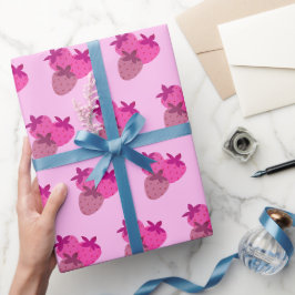 Papel De Presente morango cor-de-rosa fruta natural fofa de verão