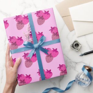 Papel De Presente morango cor-de-rosa fruta natural fofa de verão