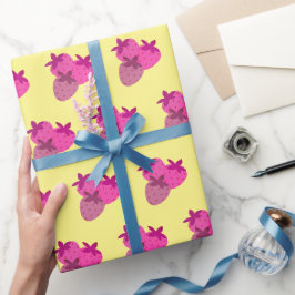Papel De Presente morango cor-de-rosa fruta natural fofa de verão