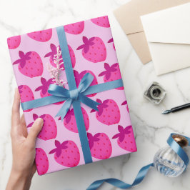 Papel De Presente morango cor-de-rosa fruta natural fofa de verão