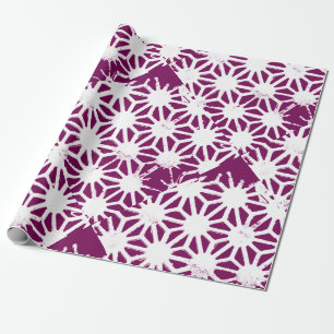Papel De Presente Morango e padrão geométrico branco