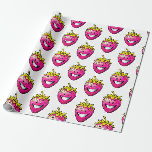 Papel De Presente Morango Rosa