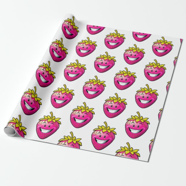 Papel De Presente Morango Rosa (Desenrolado)