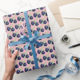 Papel De Presente Morangos Azuis Aquarela Pintado à Mão
