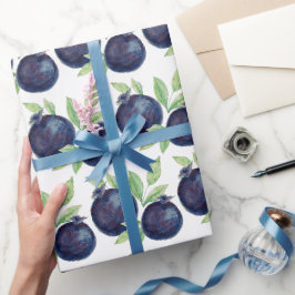 Papel De Presente Morangos Azuis Aquarela Pintado à Mão