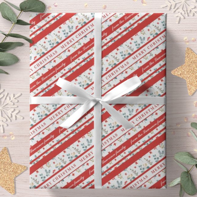 Papel De Presente Morangos de Eucalipto Feliz Natal Personalizado (Criador carregado)