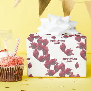 Papel De Presente Morangos Doces Personalizados