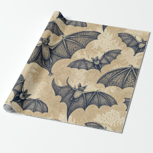Papel De Presente Morcegos de Halloween Vintage