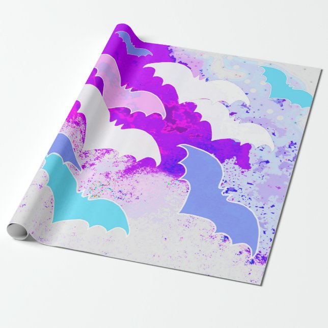 Papel De Presente Morcegos De Pastel De Voo (Desenrolado)
