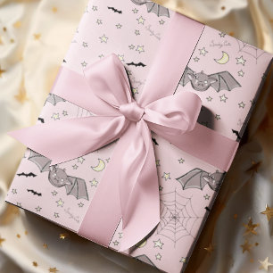 Papel De Presente Morcegos Fofos Assustadores Padrão de Halloween Ro
