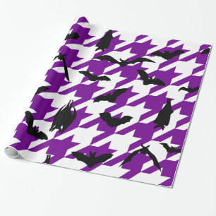 Papel De Presente morcegos pretos de halloween roxos