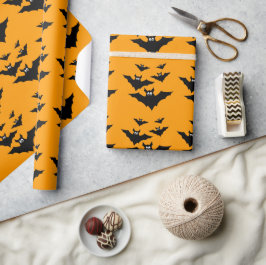 Papel De Presente Morcegos pretos voadores legais e fofos de Hallowe