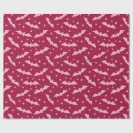 Papel De Presente Morcegos Voadores Cor-de-Rosa & Estrelas Padrão de