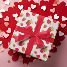 Papel De Presente Morno de Morango Chic Inspirado no Retro com Ilust