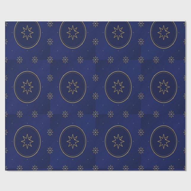 Papel De Presente Moroccan Celestial Gold Star Wrapping Paper (Aberto)