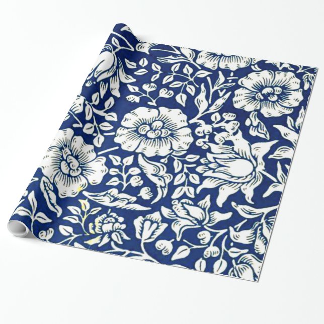 Papel De Presente Morris - Blue Mallow (Desenrolado)