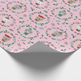 Papel De Presente Mortes de animais de Natal bonitas, rosa