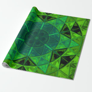 Papel De Presente Mosaico Caleidoscópio Flor Verde